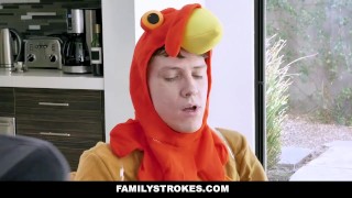 Horny Step Family Fucks Each Other For Thanksgiving