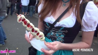 German Slut Aische Pervers - Pornocasting at the Oktoberfest - Part 1